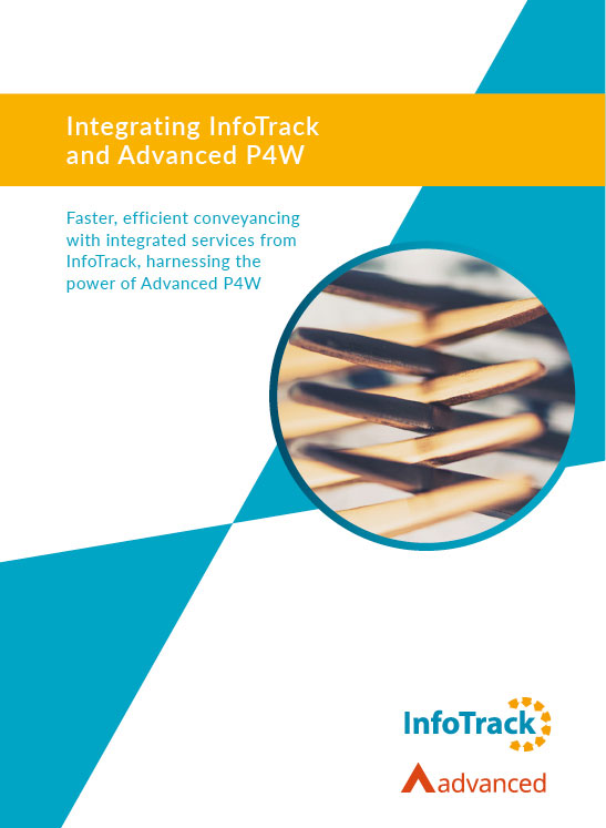 brochure cover for InfoTrack and Advanced P4W integration