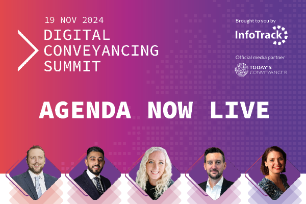 digital conveyancing summit 2024 agenda announcement with headshots of speakers