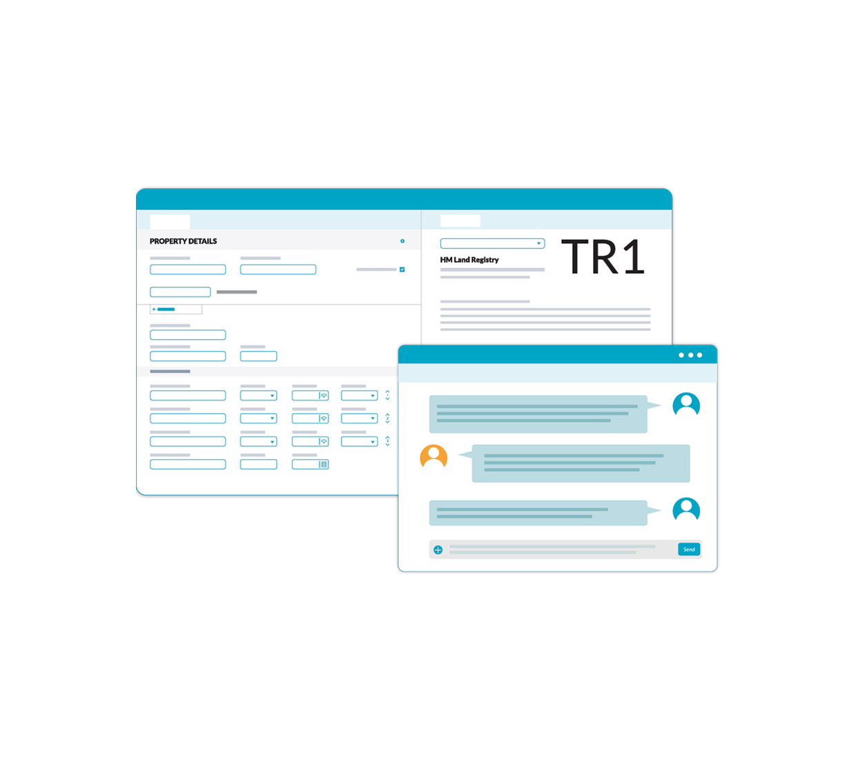 illustration of InfoTrack digital AP1 screen and chat function