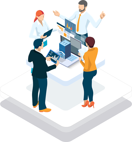 people managing portfolios isometric