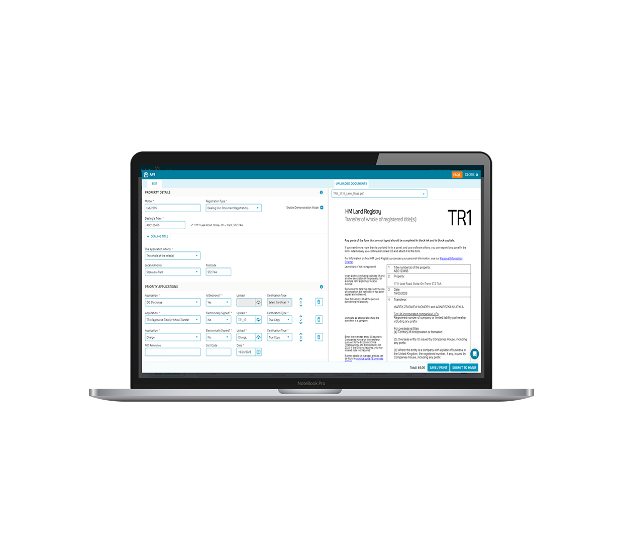 Submit digital AP1 forms to HM Land Registry with InfoTrack