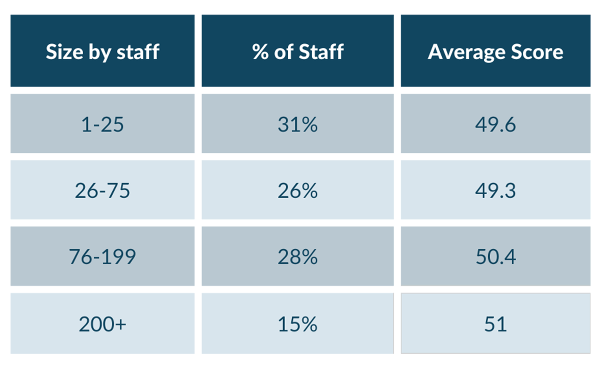 Firm size by staff numbers building their own technology