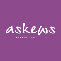 Logo of Askews Legal LLP with white text on a purple background
