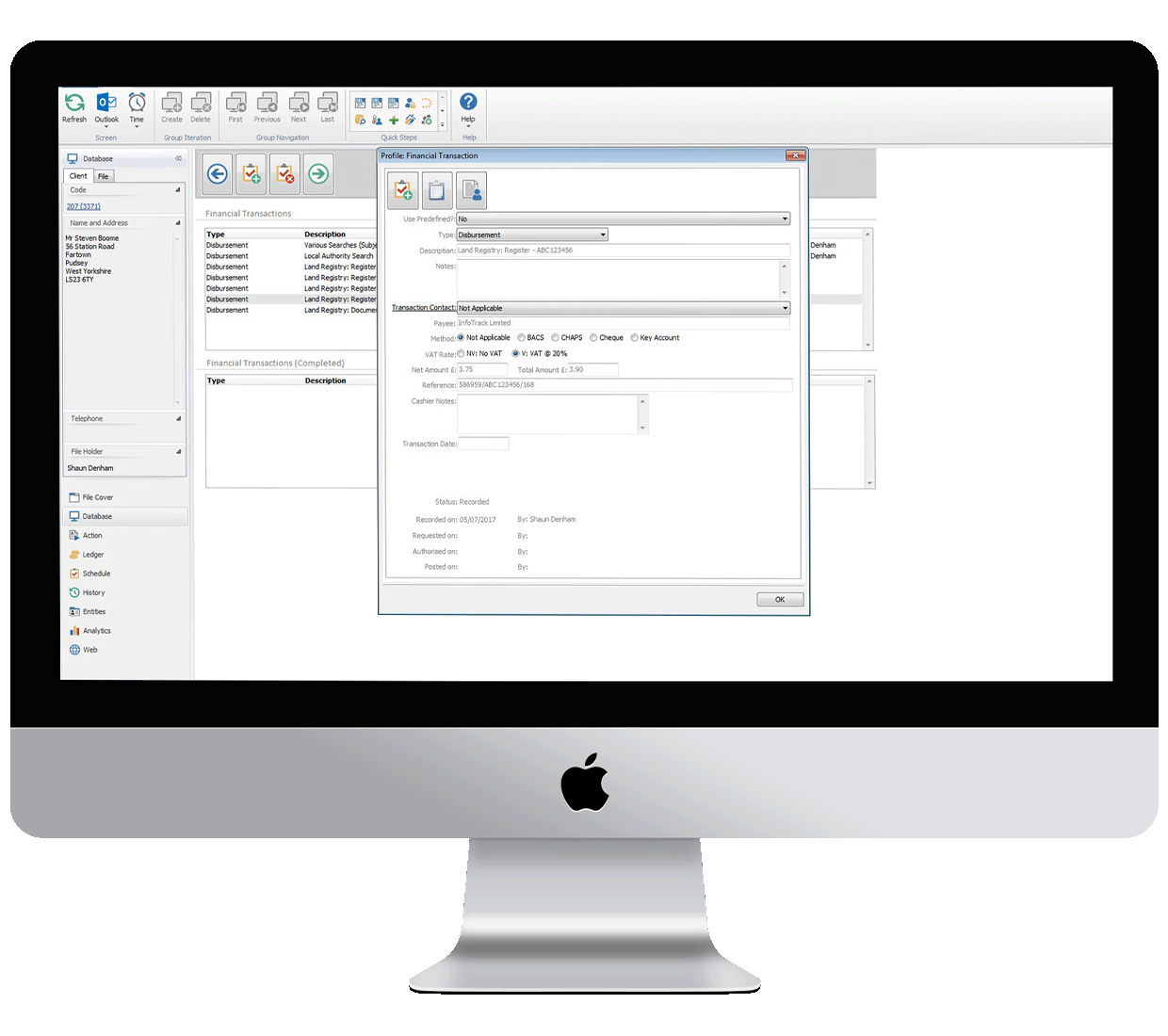 Lexis Visualfiles InfoTrack integration mock up