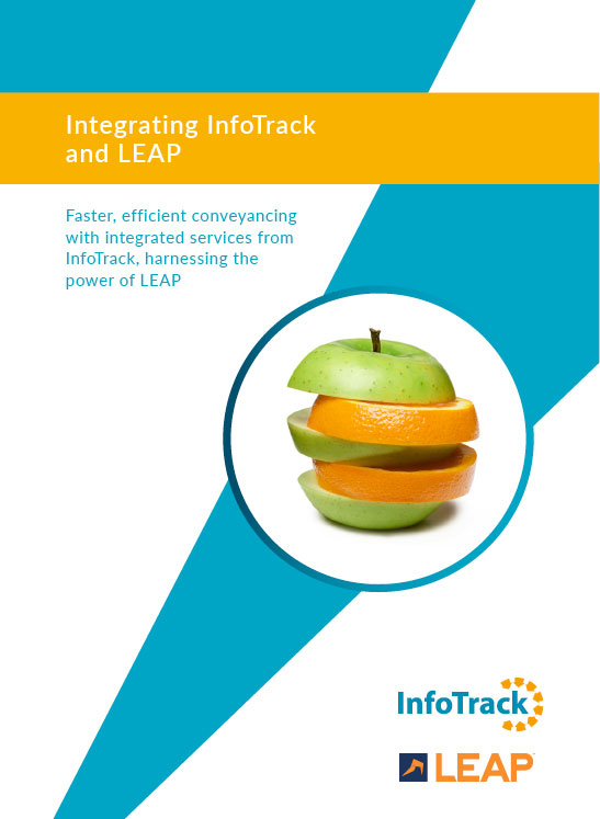 brochure cover for InfoTrack and LEAP integration